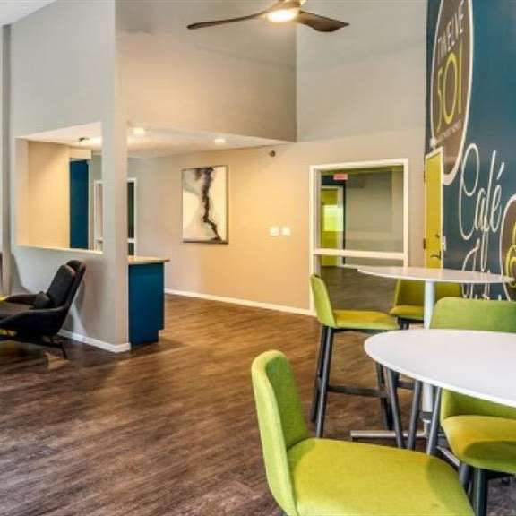 cafe interior at twelve 501 apartment homes, burnsville, mn
