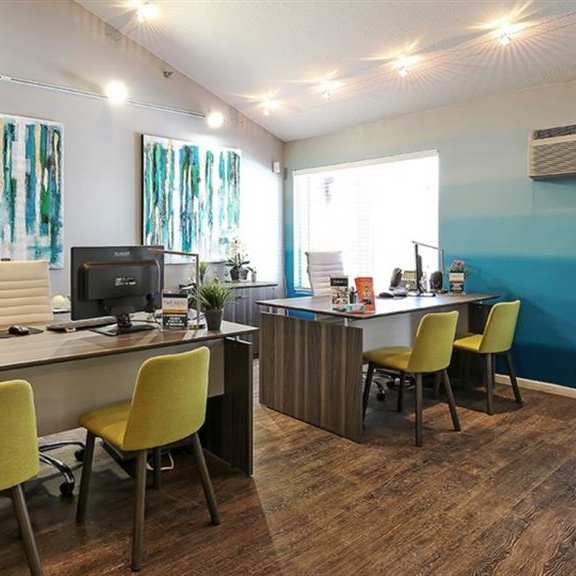 clubhouse interior with white and blue wall colors1 at twelve 501 apartment homes, burnsville, 55337