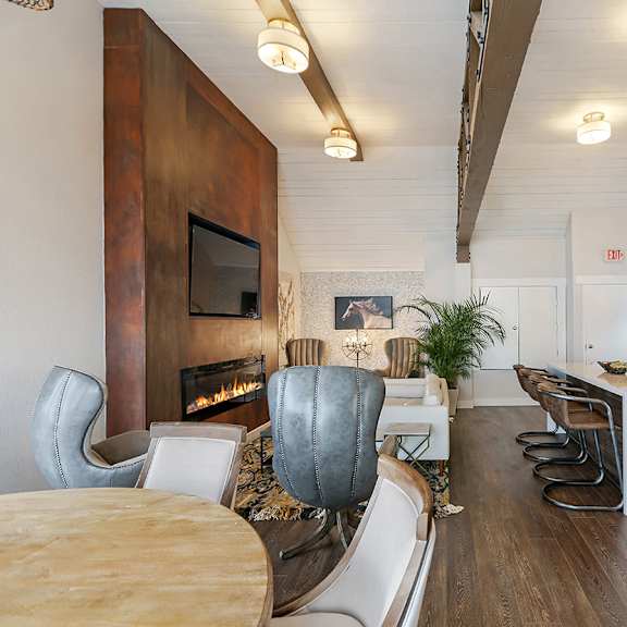 fireplace inside oceanaire at oceanaire apartment homes, california, 94044