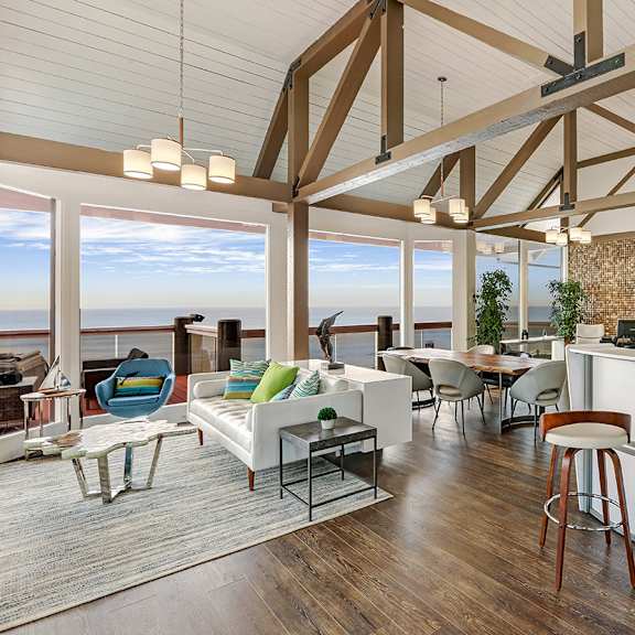 lobby interior with ocean views  at oceanaire apartment homes, pacifica