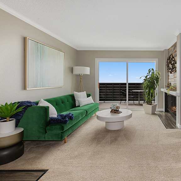 living room interior with furniture  at oceanaire apartment homes, pacifica, california