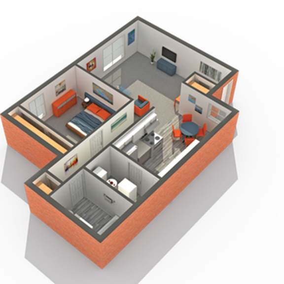 Thumbnail 3 of 3 1 bed 1 bath floor plan A at The View Apartments St Charles, St Charles, IL, 60174