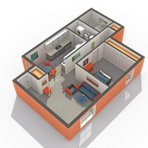 Thumbnail 2 of 3 1 bed 1 bath floor plan at The View Apartments St Charles, Illinois