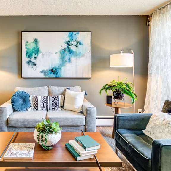 modern living room at renew at neill lake, eden prairie, mn, 55344
