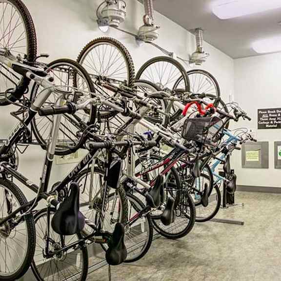 a room filled with lots of bikes parked next to each other at flats at southside, pennsylvania
