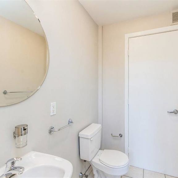 white bathroom at rising sun mills, providence, ri, 02909