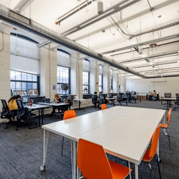 dining and work area at rising sun mills, providence