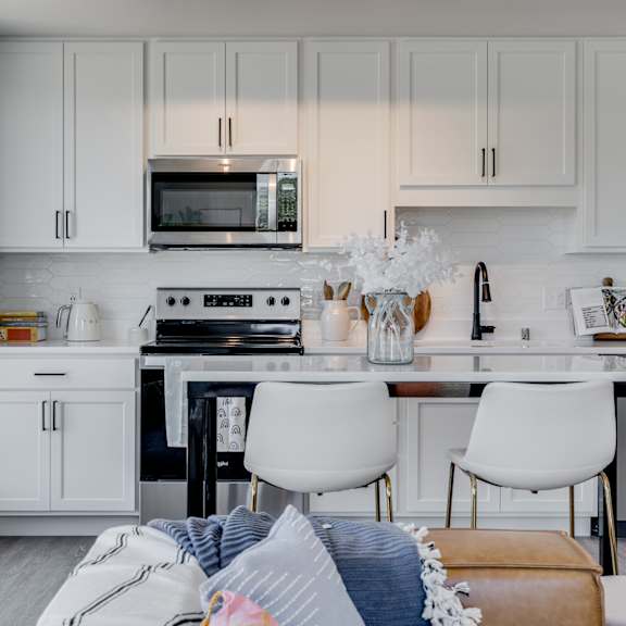 kitchen with white cabinets at the shale, minnesota, 55406