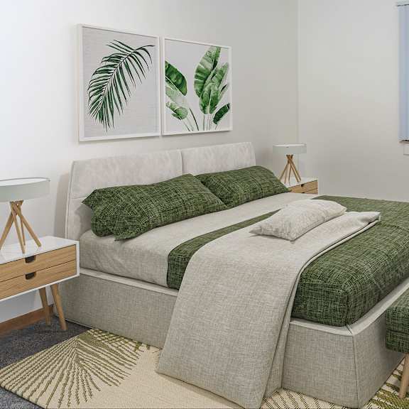 bedroom with large bed at the venue on knox apartments, minnesota, 55408