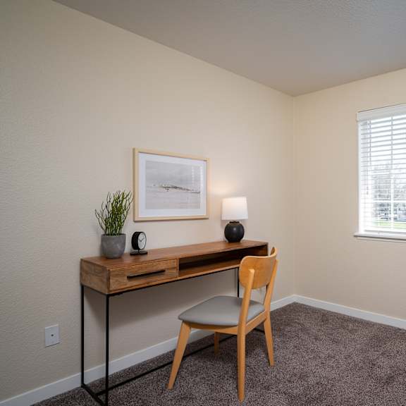 an office with a desk and a window at sundial apartments, wilsonville, or