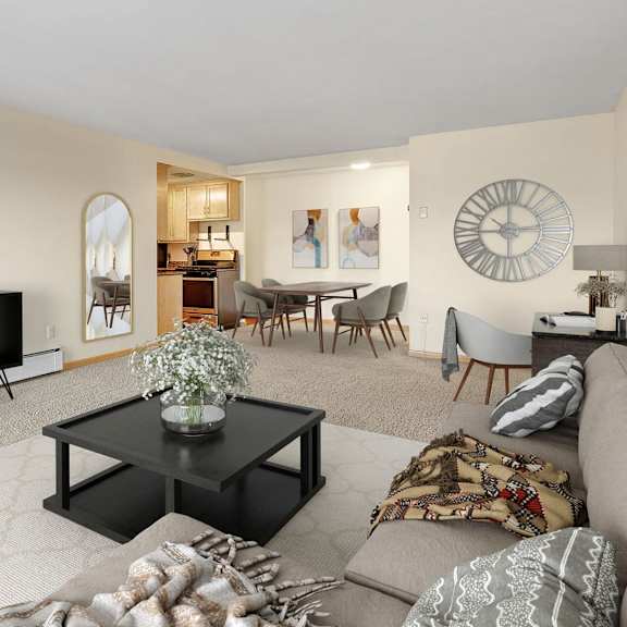 modern living room at the venue on knox apartments, minneapolis