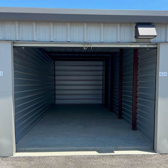 a storage unit with the number 404 on the side.