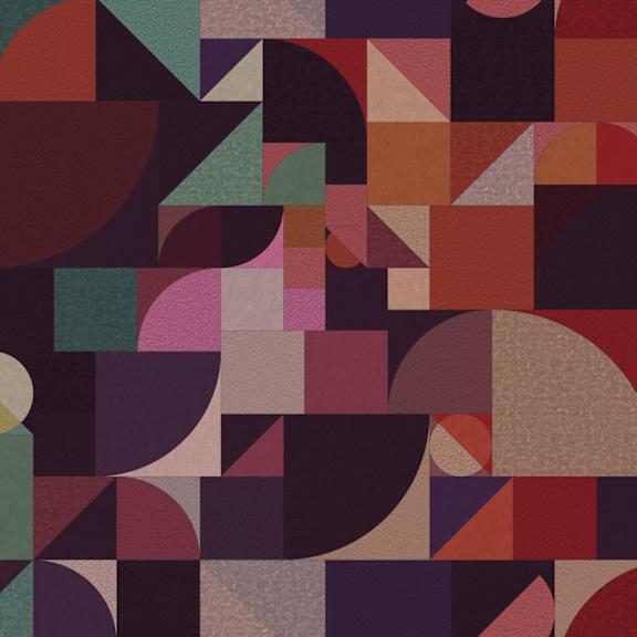 a collection of geometric shapes with different colors and patterns