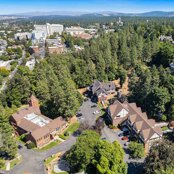 a aerial view of a neighborhood with houses and trees