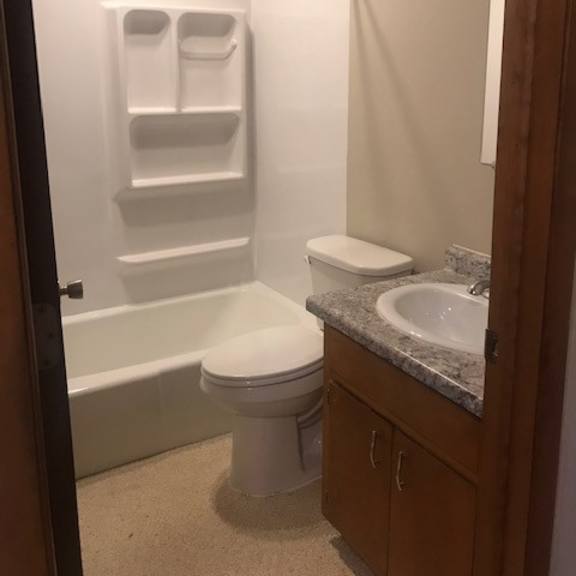 a white toilet sits in a bathroom next to a sink.