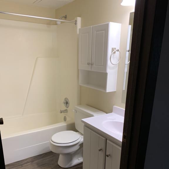 a white toilet sits in a bathroom next to a sink.