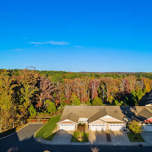 a suburban neighborhood with houses and trees.