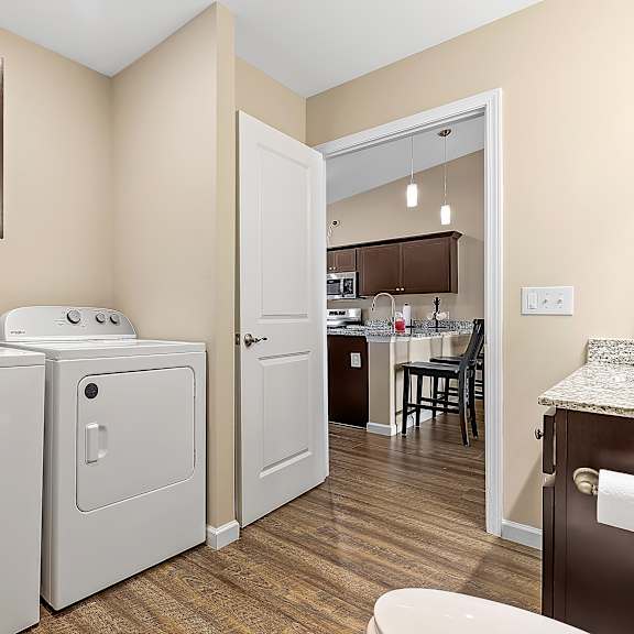 a laundry room with a washer and dryer.
