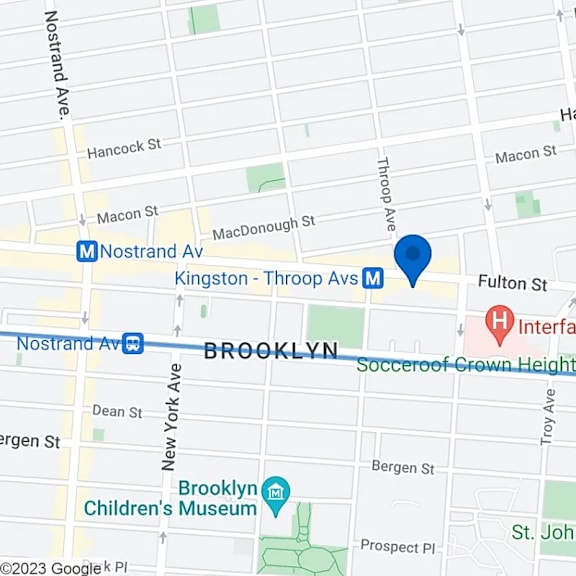a map shows the area around brooklyn and stuyvesant heights.
