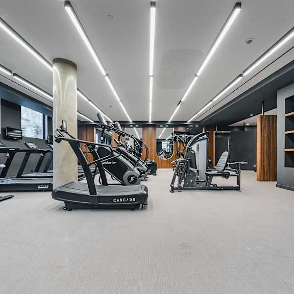 the gym has treadmills and other exercise equipment in it