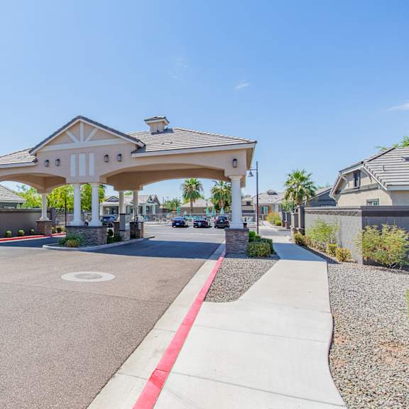 the driveway to the clubhouse at villas on olive, peoria, arizona
