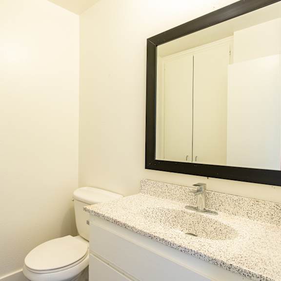 a bathroom with a toilet and a sink and a mirror