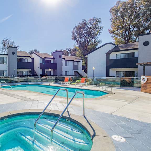 our apartments have a resort style pool with a hot tub