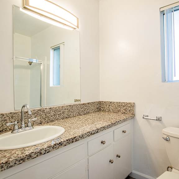 a bathroom with a sink and a toilet and a mirror