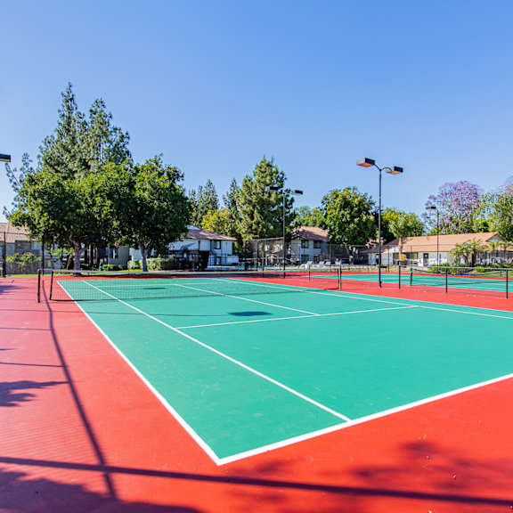 a tennis court with red and green colors at metro 3610, riverside, 92505