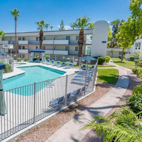 pool view at sofia apartments, tempe