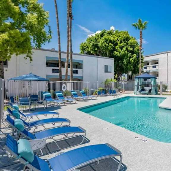 pool area at sofia apartments, tempe, arizona