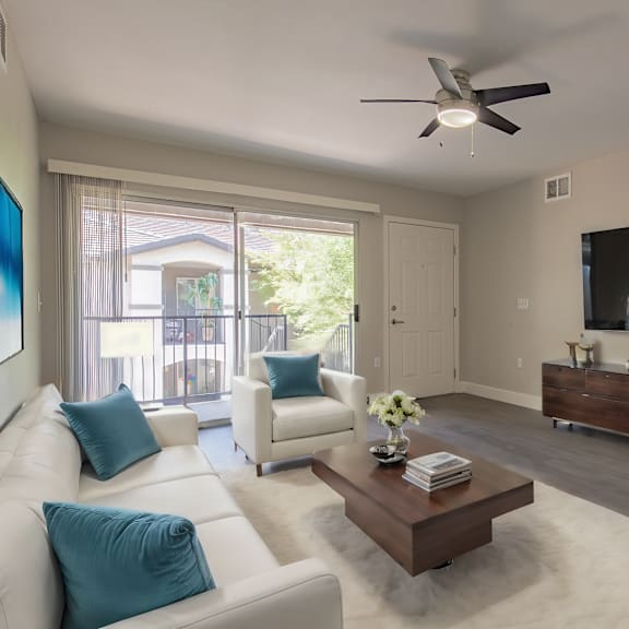 a living room with a couch and a coffee table