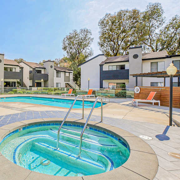 our apartments have a resort style pool and hot tub