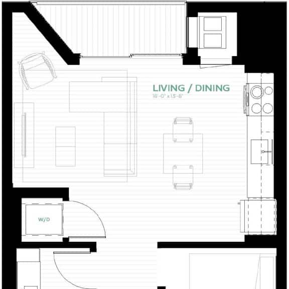 Thumbnail 1 of 2 floor plan of 1 bedroom