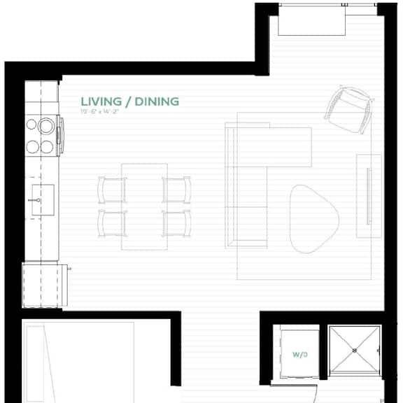 Thumbnail 3 of 6 floor plan of 1 bedroom