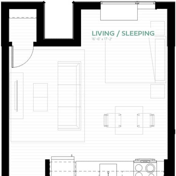 Thumbnail 1 of 2 a floor plan of a small apartment