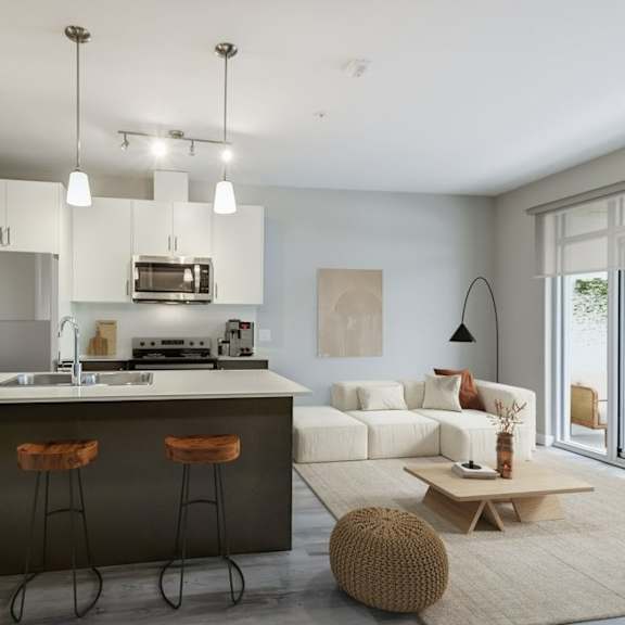 kitchen and living room with a counter top  at 101 base line road west, london, on
