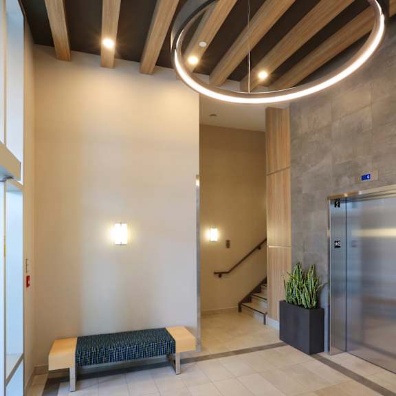 lobby of 250 oakland featuring light fixture.