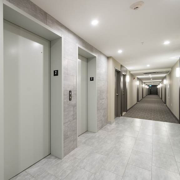 a row of elevators