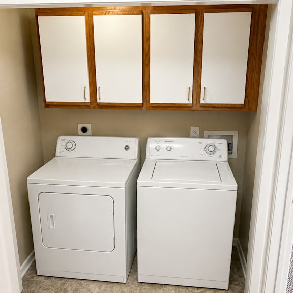 washer dryer hookups only in two-bedroom floorplans.  washer & dryer not included.