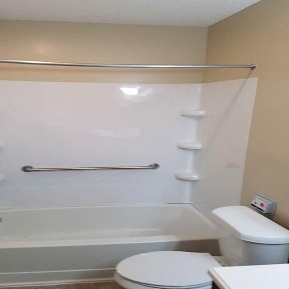 a white toilet sits next to a bathtub in a bathroom.