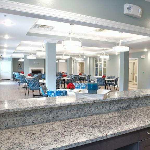 view of the community room from the warming kitchen.