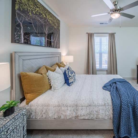 furnished bedroom in an arden at huntersville apartment