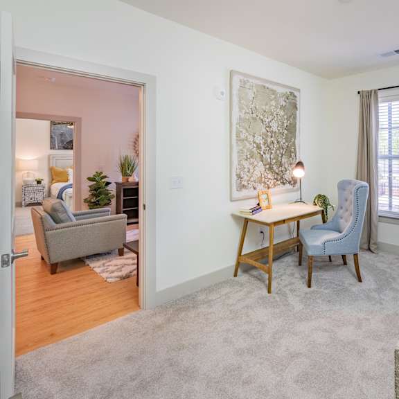 den space off of the main living area in an apartment