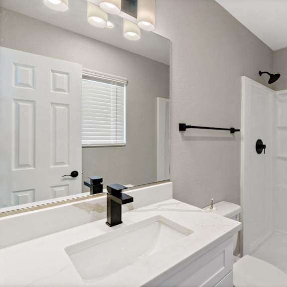 bathroom at ocean breeze terrace apartment, huntington beach, 92648