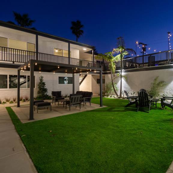 courtyard at ocean breeze terrace apartment, california, 92648