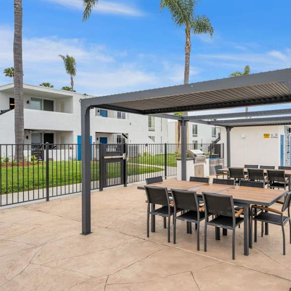 grill and patio at tamarack sands apartment homes, carlsbad, ca, 92008