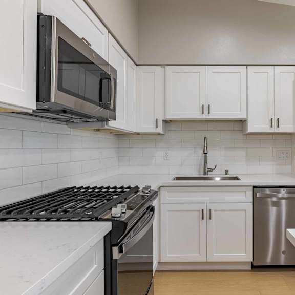 modern kitchen at eastside haven at 17th apartments, costa mesa, ca