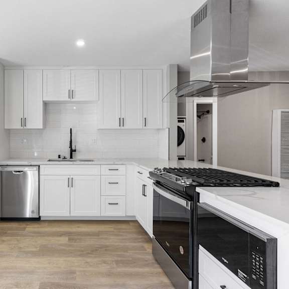 renovated kitchen at ocean breeze terrace apartment, california