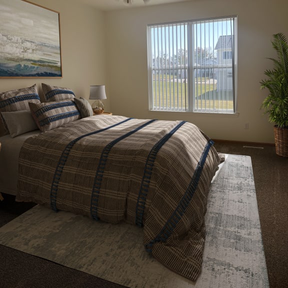 an empty room with a ceiling fan and a window